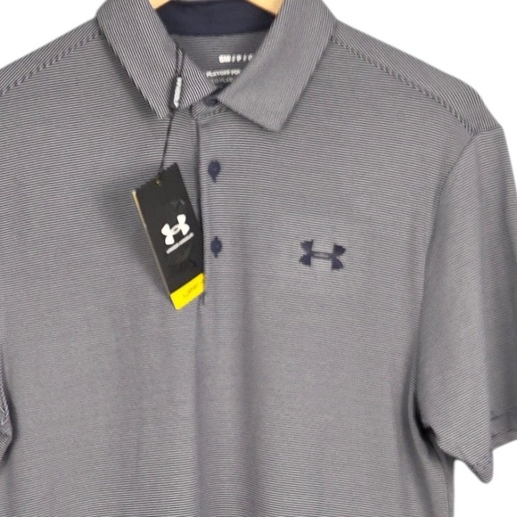 Under Armour Other - Under Armour Playoff Golf Polo Mens Small Blue Stripe Performance Stretch NWT